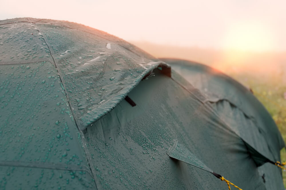 tent in rainy weather