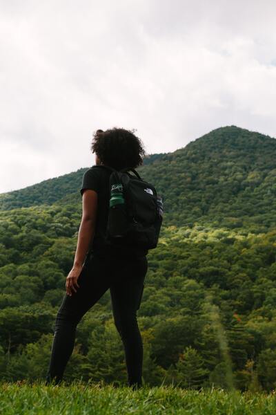 hiking with north face backpack