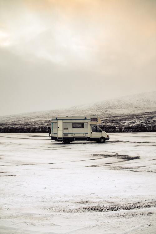 camper in winter