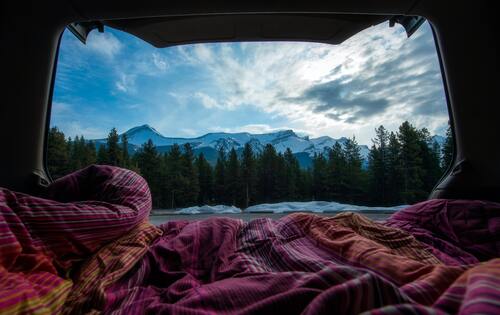 sleep in camper on the winter
